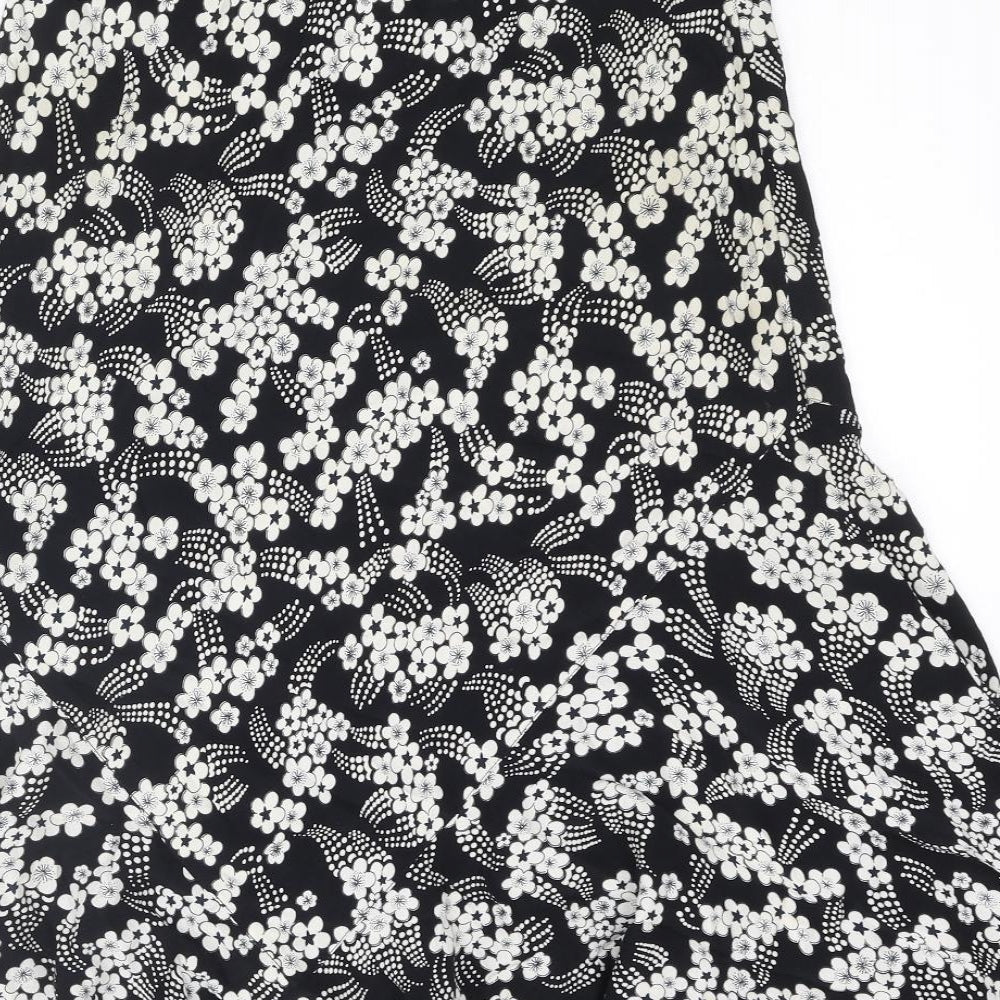 CMD Womens Black Floral Polyester Trumpet Skirt Size 14