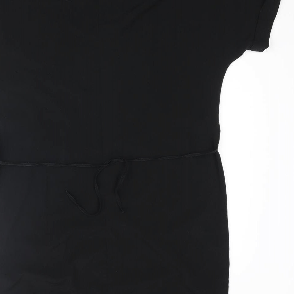 VILA Womens Black Polyester Shift Size XS V-Neck Zip - Belted