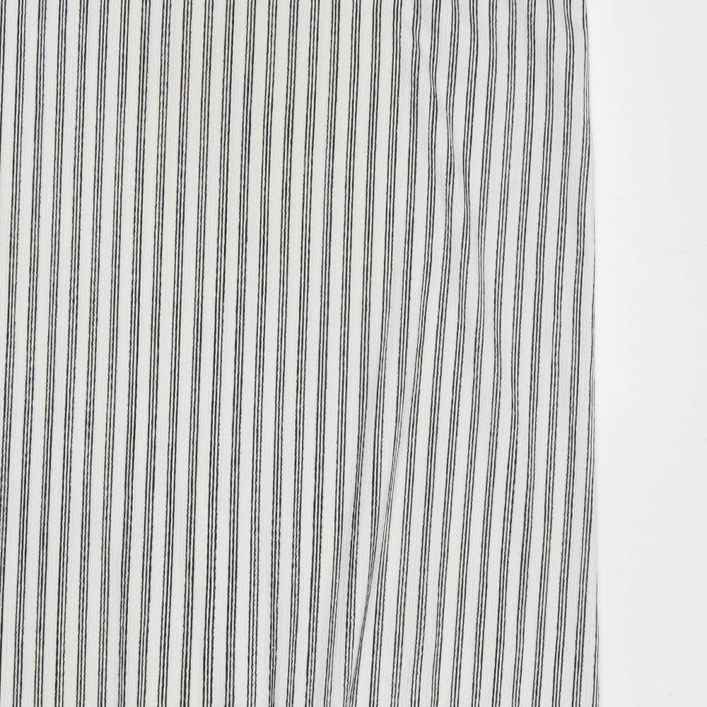 Very Womens White Striped Polyester Mermaid Size 12 Square Neck Pullover