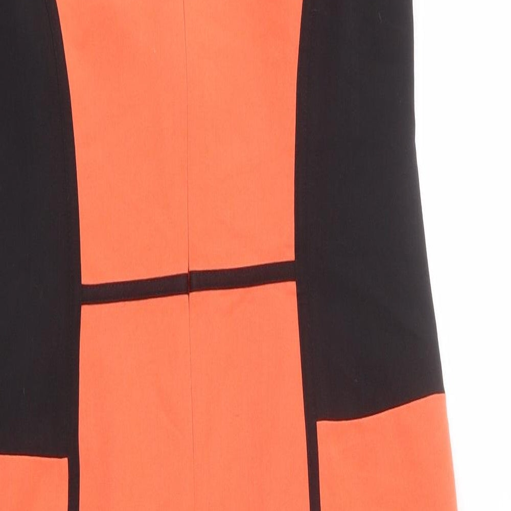 Marisota Womens Orange Polyester Sheath Size 12 Round Neck Zip