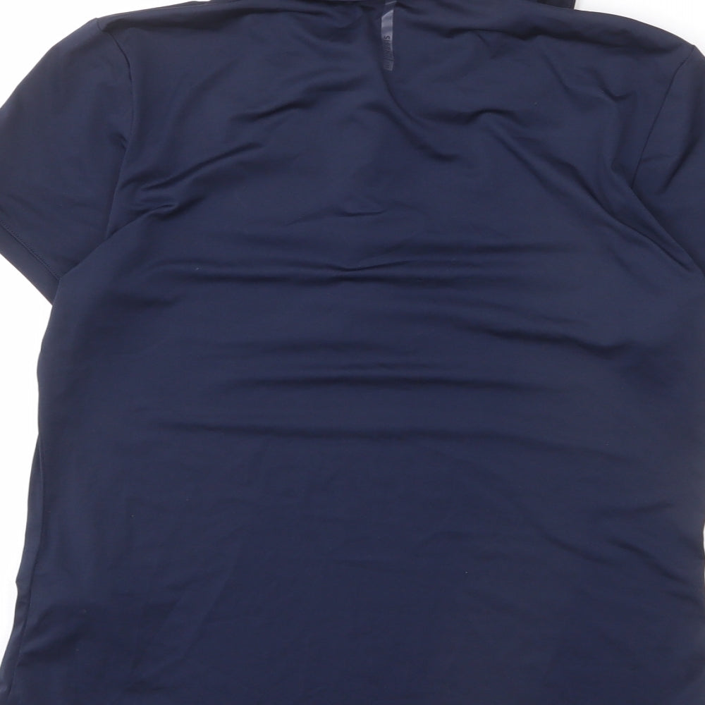 Decathlon Womens Blue Polyester Basic Polo Size S Collared Button