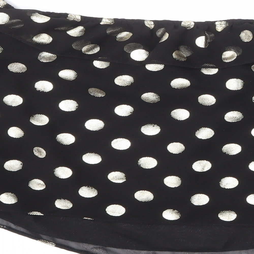 Next Womens Black Polka Dot Polyester Cropped Blouse Size 12 Off the Shoulder - Ruffle Detail