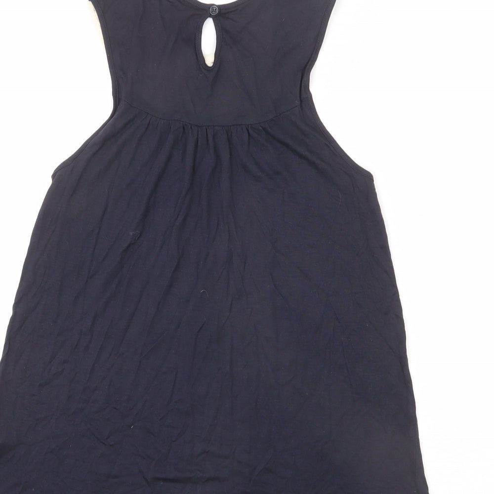 Topshop Womens Blue Modal Basic Tank Size 10 Round Neck - Lace Detail
