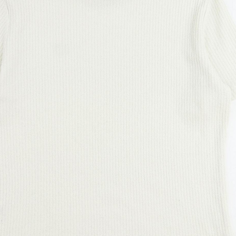 DASH Womens Ivory Mock Neck Polyester Pullover Jumper Size 14