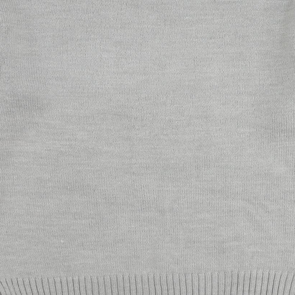 H&M Womens Grey Round Neck Acrylic Pullover Jumper Size XS - Santa Claus Slogan