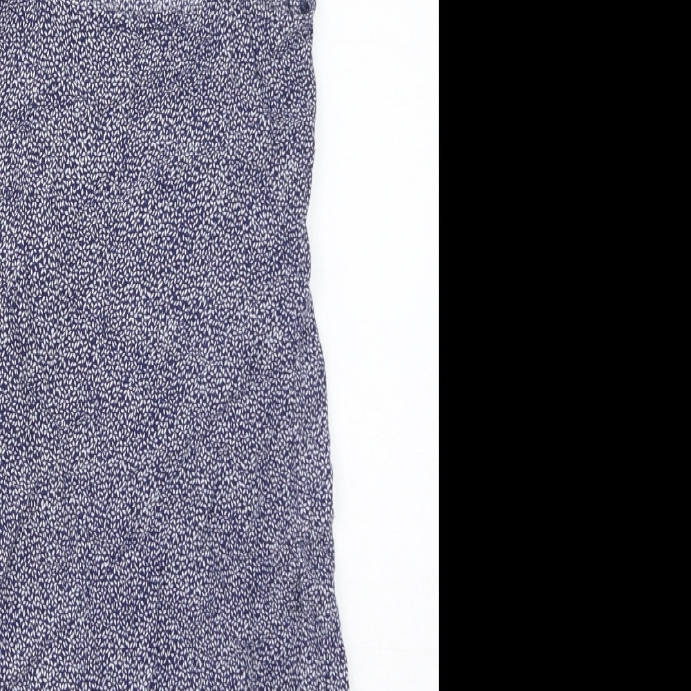 Cooperative Womens Blue Floral Viscose Mini Size XS Square Neck Zip