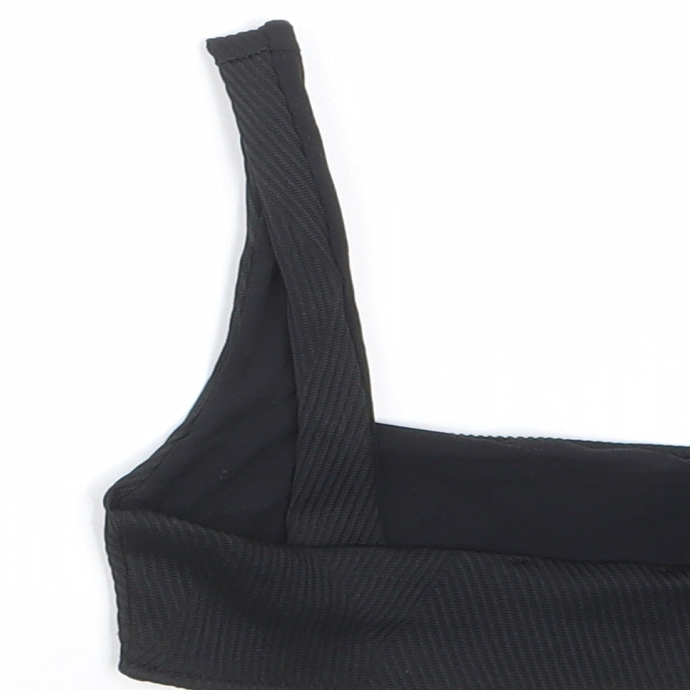 Strada Womens Black Polyester Cropped Tank Size S Square Neck