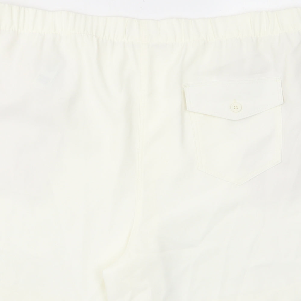 Marks & Spencer Womens Ivory Polyester Bermuda Shorts Size 20 L7 in Regular Pull On - Pockets, Elastic waist