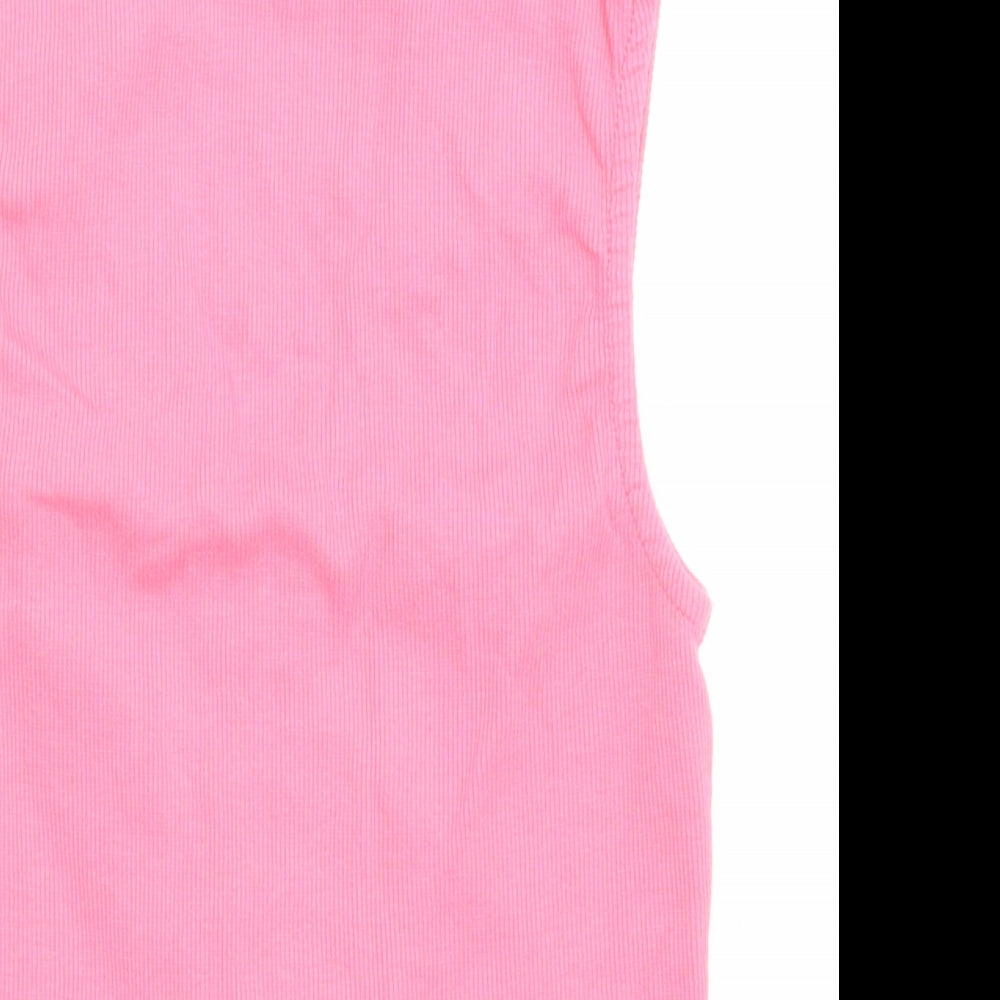 New Look Womens Pink Cotton Basic Tank Size 14 V-Neck