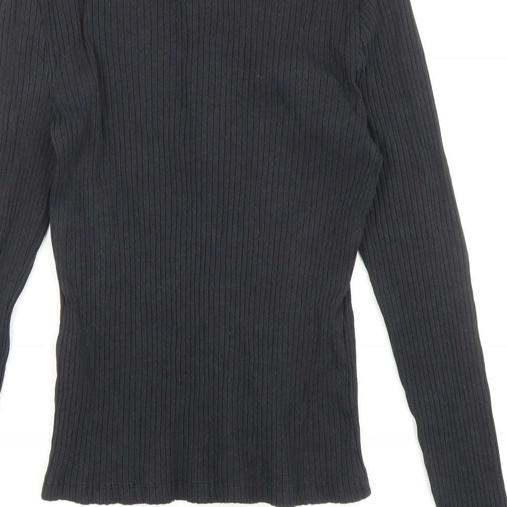 Only Womens Black Cotton Basic Button-Up Size L Collared