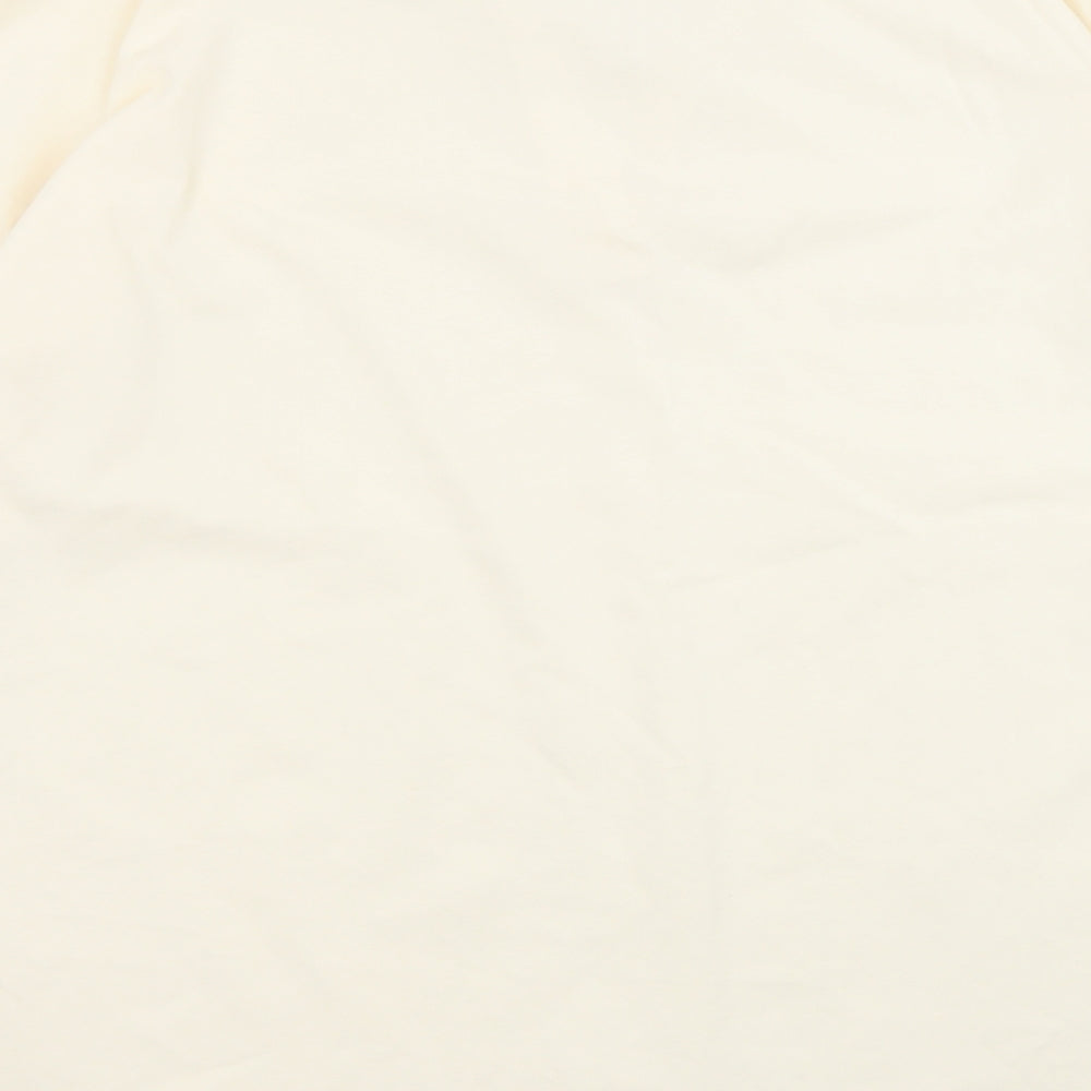 Topshop Womens Ivory Cotton Basic T-Shirt Size S V-Neck - Collared