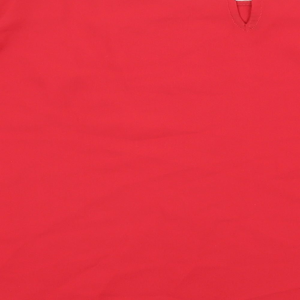 Marks & Spencer Womens Red Polyester Basic Blouse Size 20 Scoop Neck - Flared sleeves