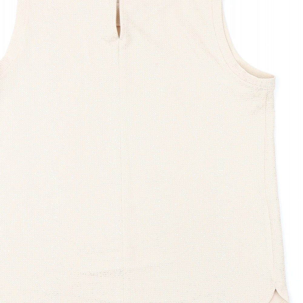 Label Be Womens Beige Polyester Basic Tank Size 14 Round Neck - Metallised Fibres Effect
