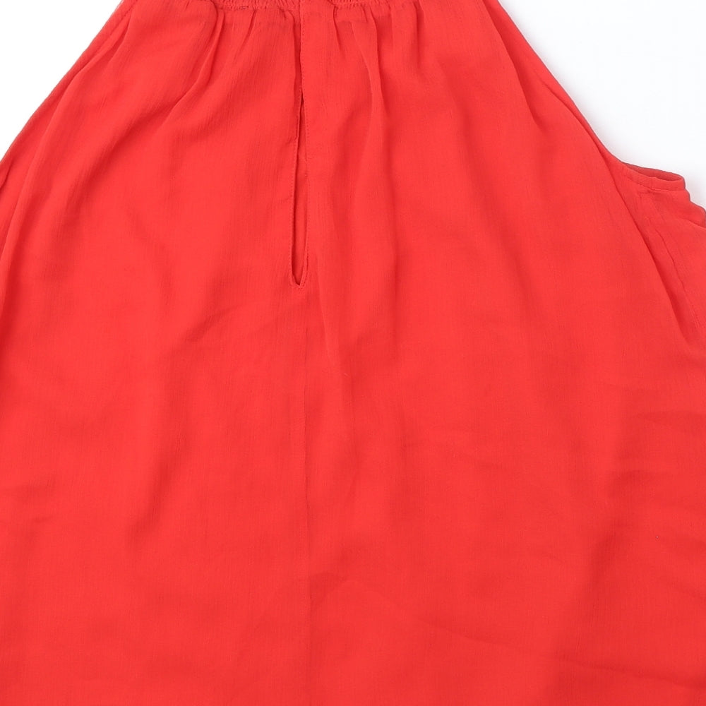 Marks & Spencer Womens Red Polyester Basic Blouse Size 10 Round Neck