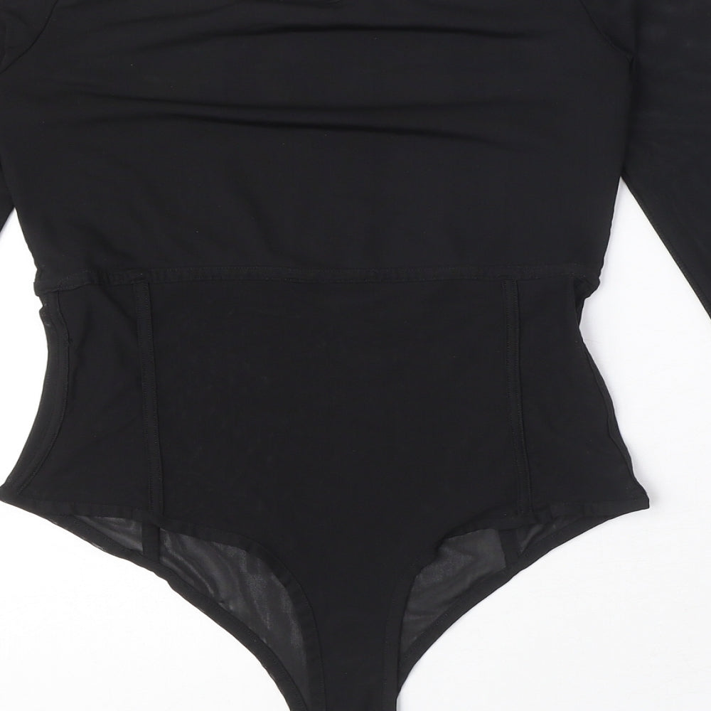 ASOS Womens Black Polyester Bodysuit One-Piece Size 10 Snap - Cut Out Detail