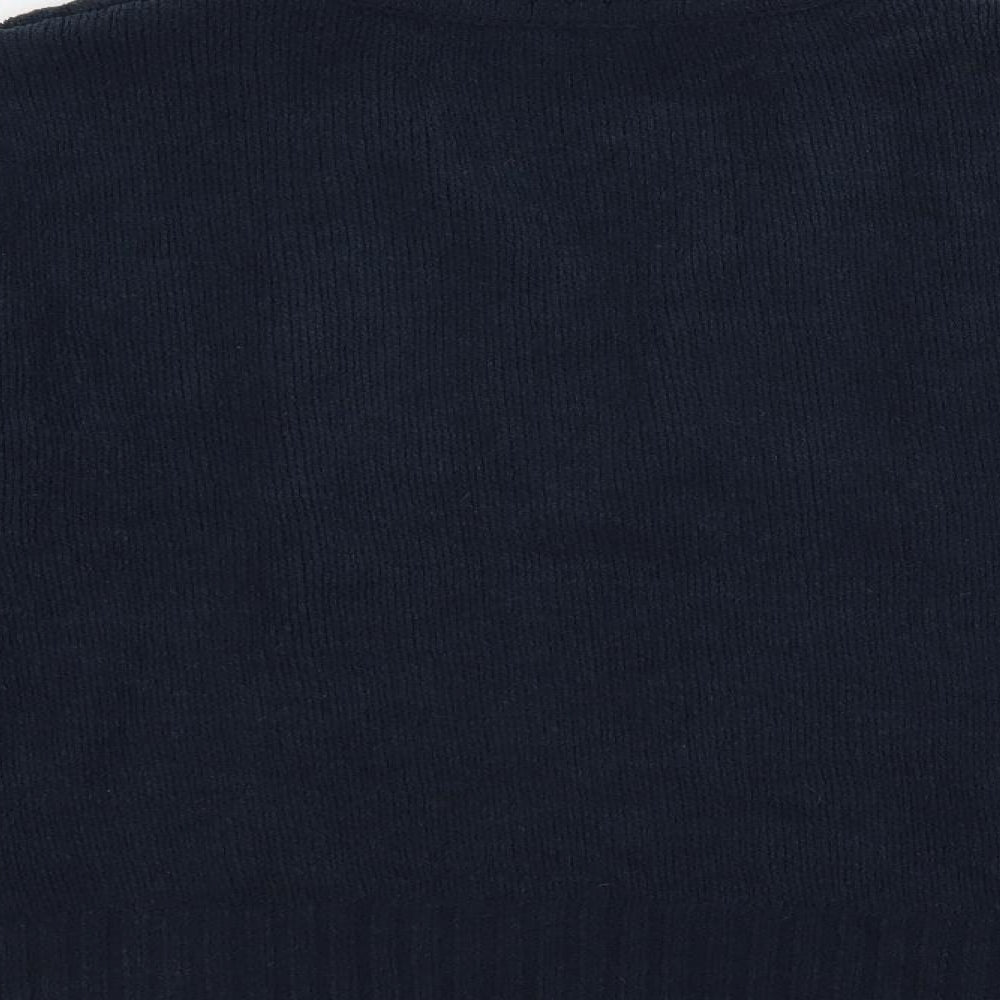 Natura Womens Blue Collared Polyester Pullover Jumper Size S