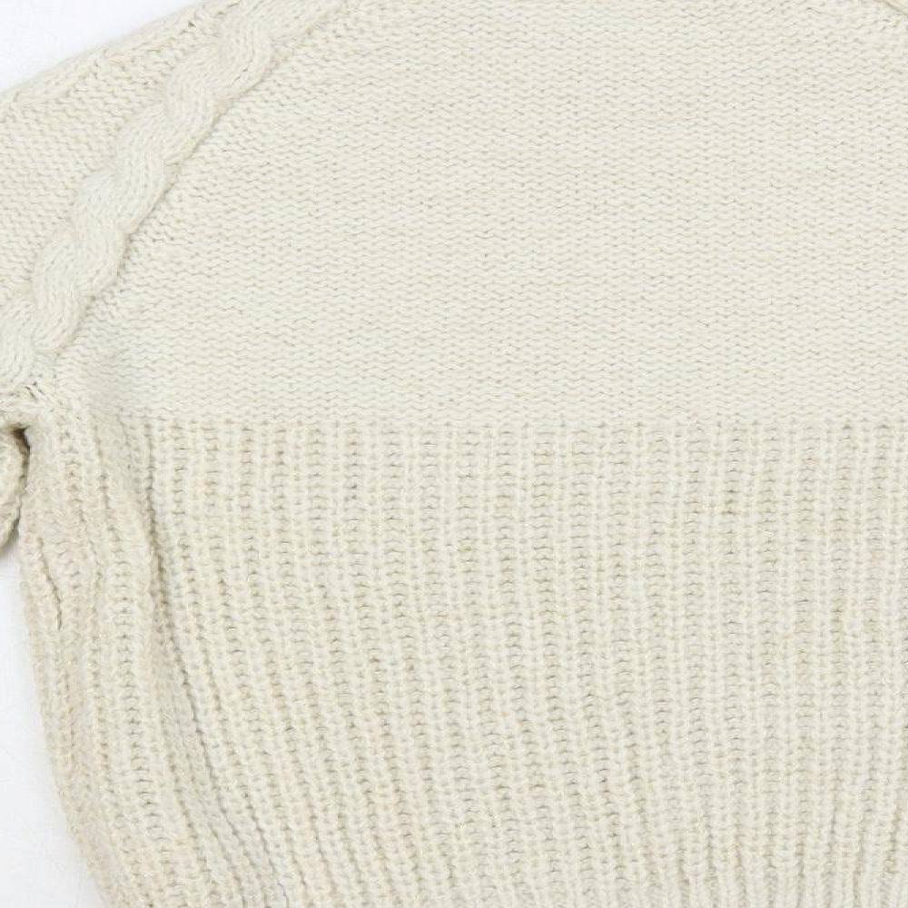Dorothy Perkins Womens Ivory Crew Neck Acrylic Pullover Jumper Size S