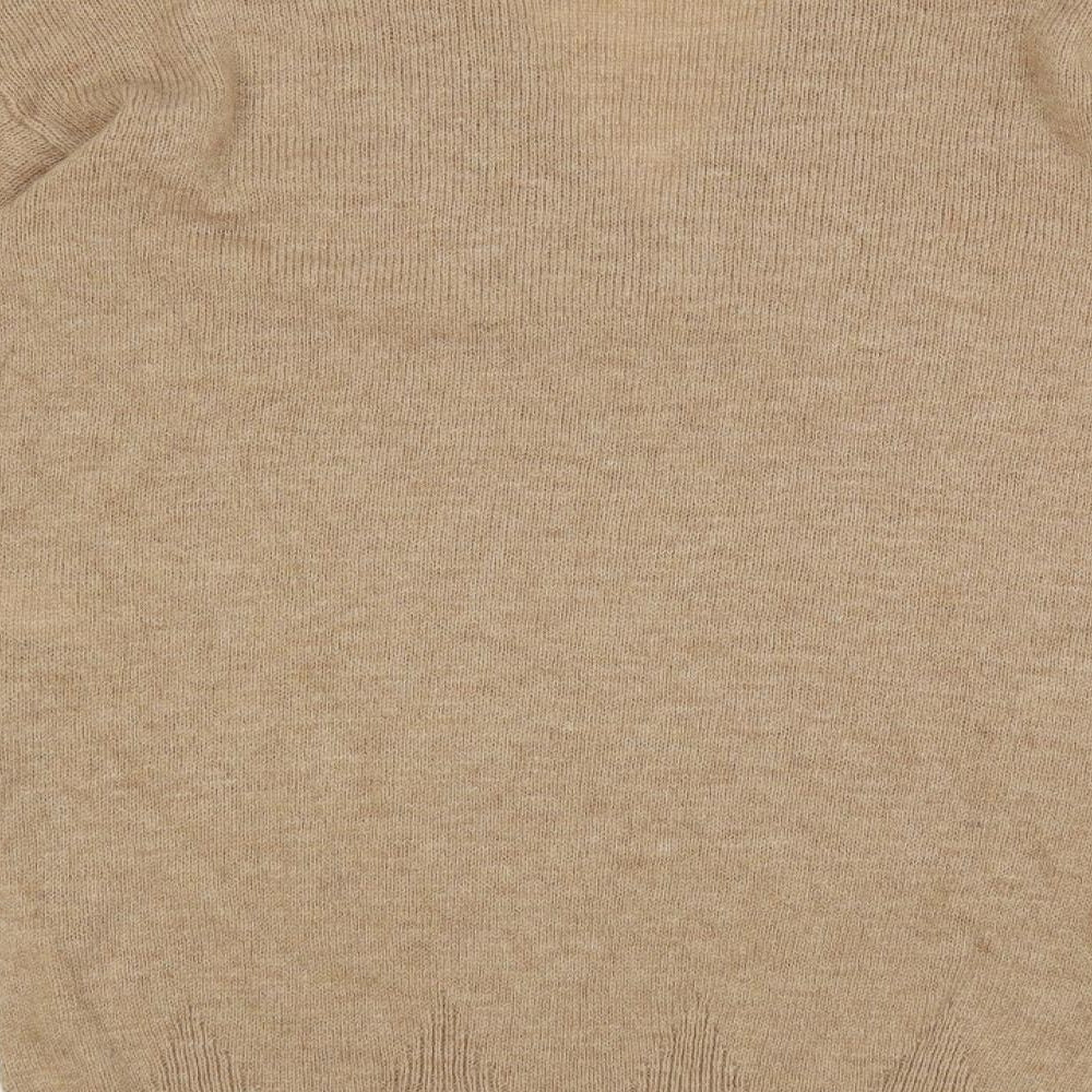 NEXT Womens Beige V-Neck Nylon Tunic Jumper Size S