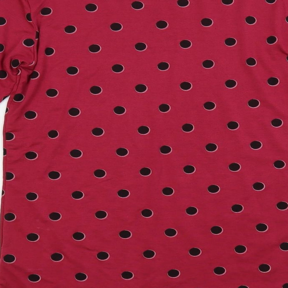 Uniqlopi Womens Pink Polka Dot Polyester Basic T-Shirt Size S Boat Neck