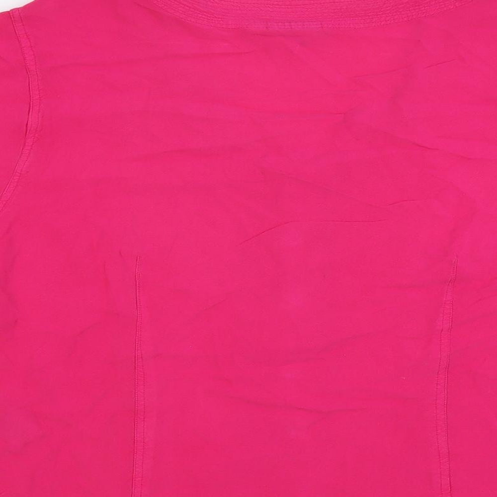 EAST Womens Pink Viscose Basic Button-Up Size 16 V-Neck