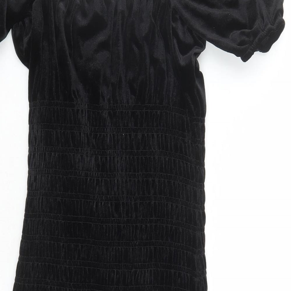 Divided by H&M Womens Black Polyester Bodycon Size S Square Neck Pullover