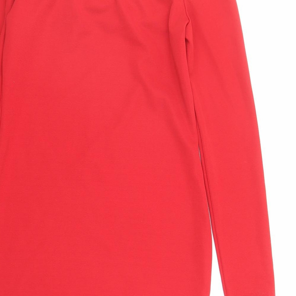 Glamorous Womens Red Polyester Bodycon Size S Off the Shoulder Pullover