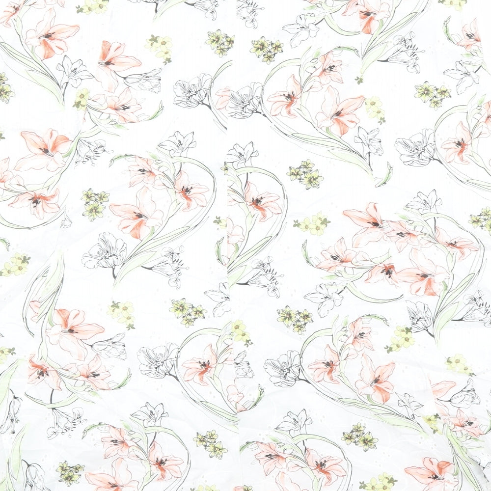 Classics Womens White Floral Polyester Swing Skirt Size 32 in Zip