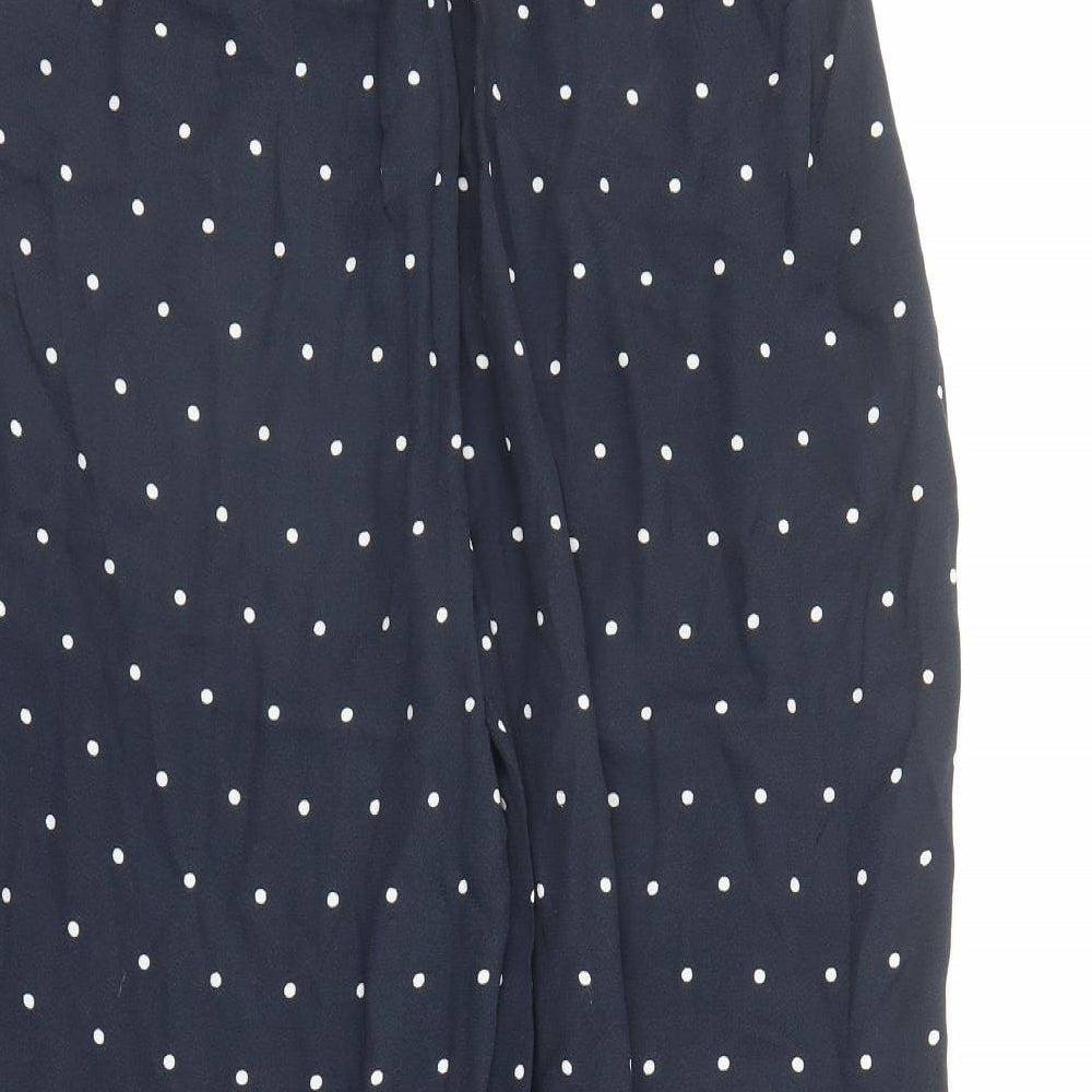 Phase Eight Womens Blue Polka Dot Viscose Cropped Trousers Size 8 L23 in Regular - Elasticated Waist