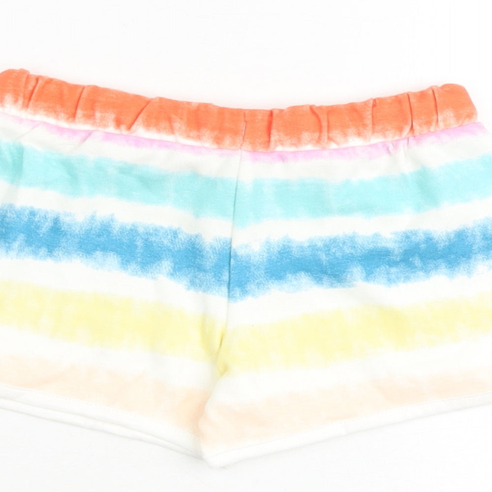 Marks & Spencer Girls Multicoloured 100% Cotton Sweat Shorts Size 4-5 Years Regular Tie