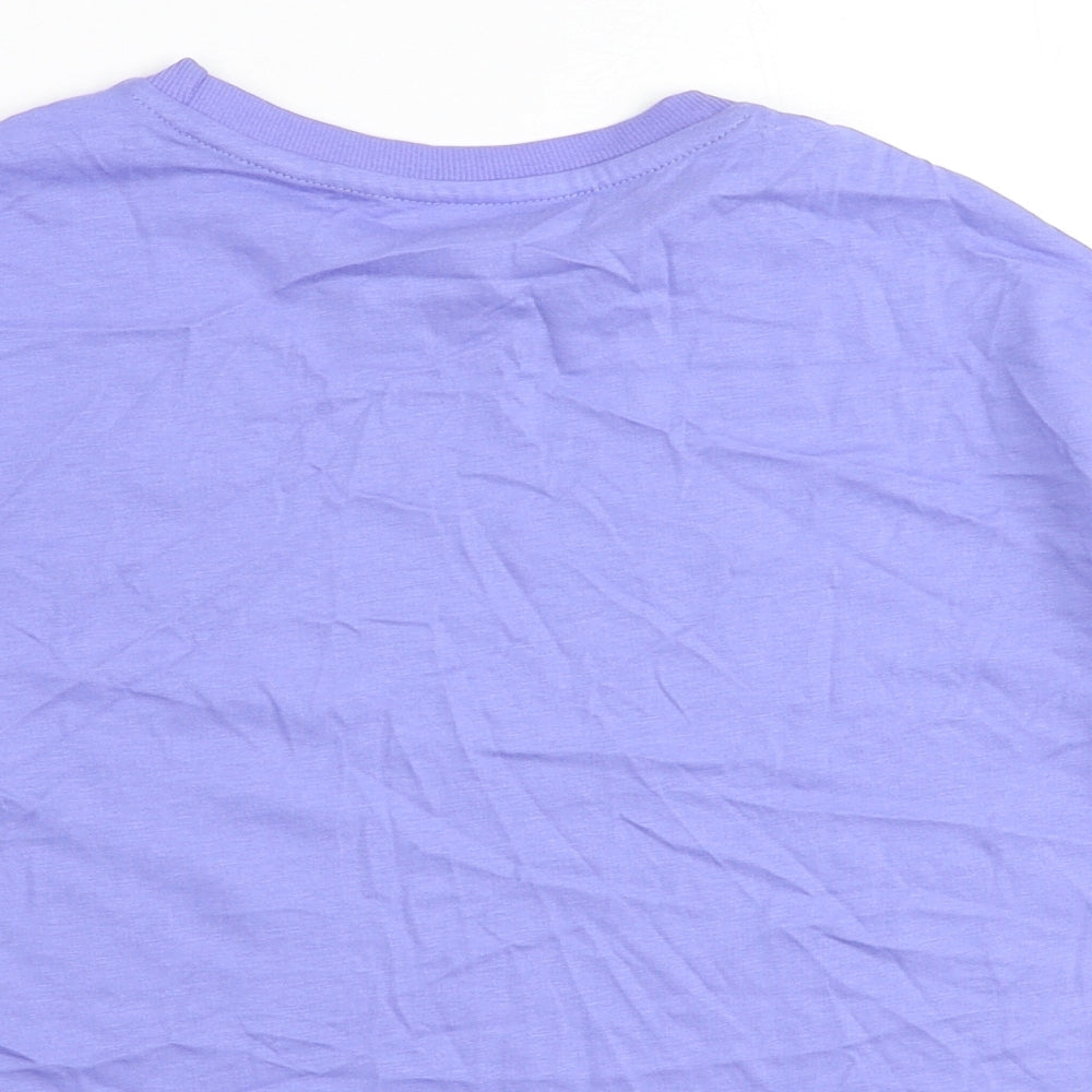 Marks & Spencer Girls Purple 100% Cotton Basic T-Shirt Size 7-8 Years Round Neck Pullover