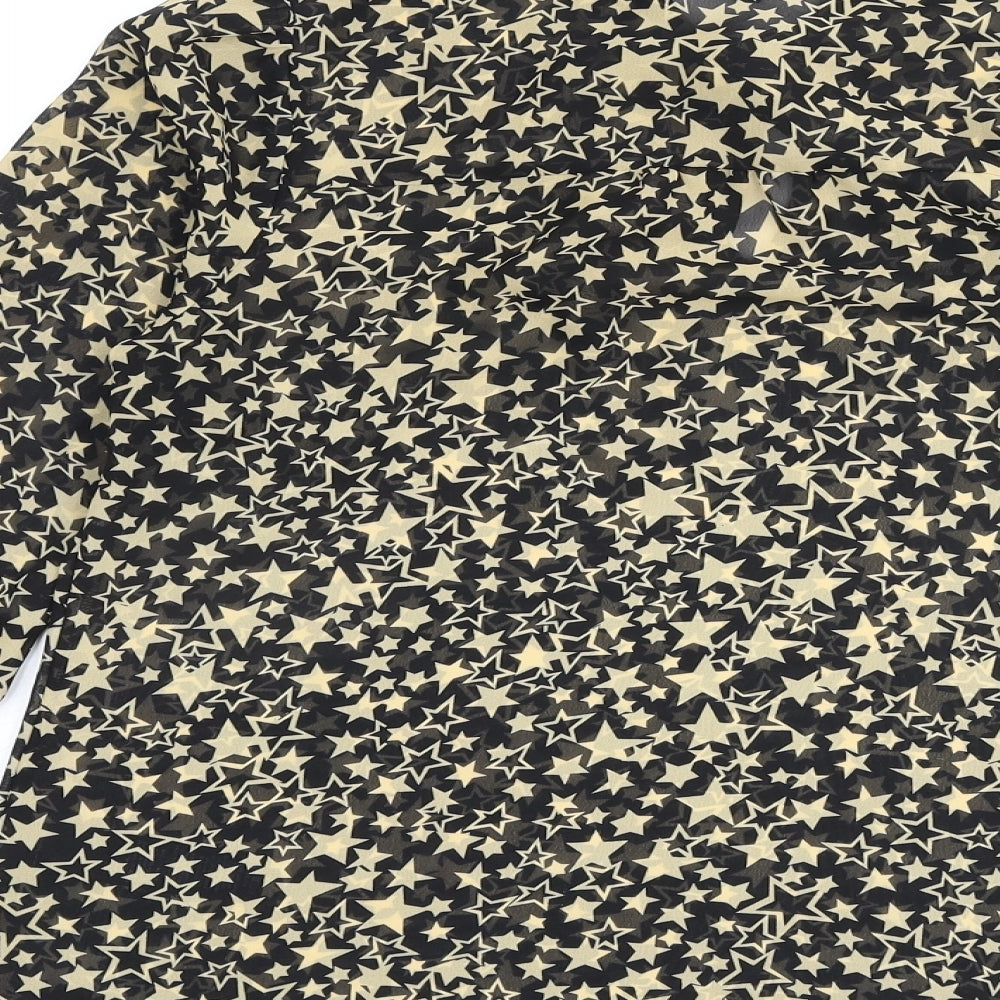 Limited Collection Womens Black Geometric Polyester Basic Blouse Size 10 High Neck