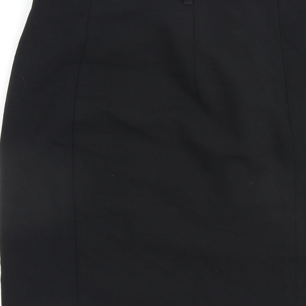 Marks & Spencer Womens Black Polyester A-Line Skirt Size 10 Buckle