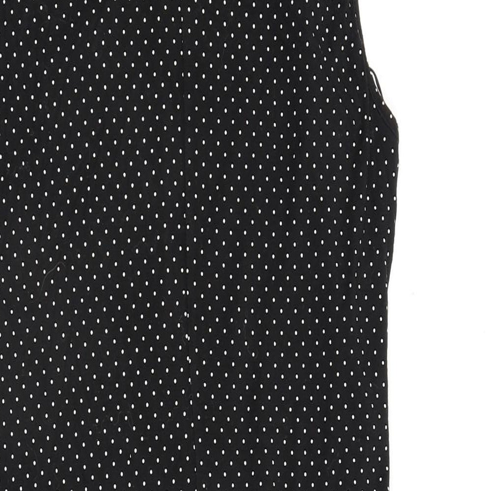 Roman Womens Black Polka Dot Viscose A-Line Size 14 V-Neck Pullover