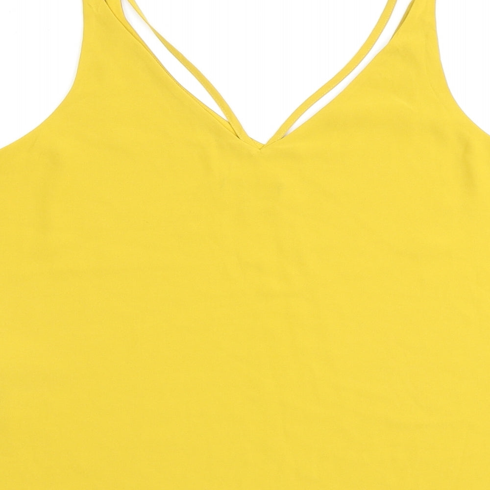 Topshop Womens Yellow Polyester Camisole Tank Size 12 V-Neck