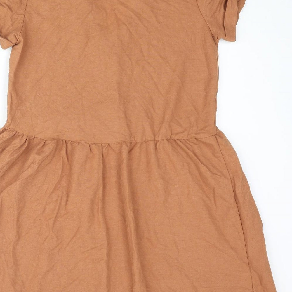 Mango Womens Brown Viscose Shift Size S V-Neck Button