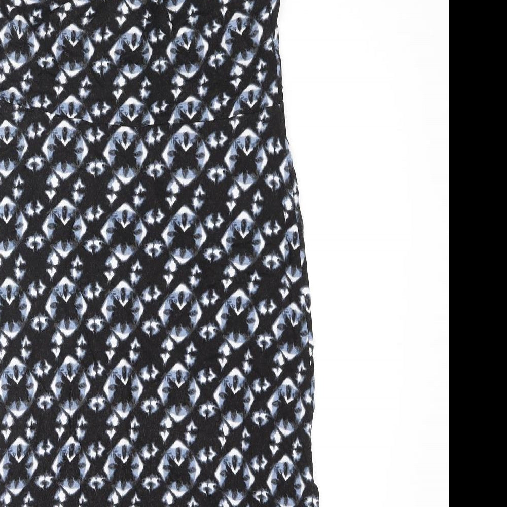 H&M Womens Black Geometric Polyester Bodycon Size M Sweetheart Pullover - Knot