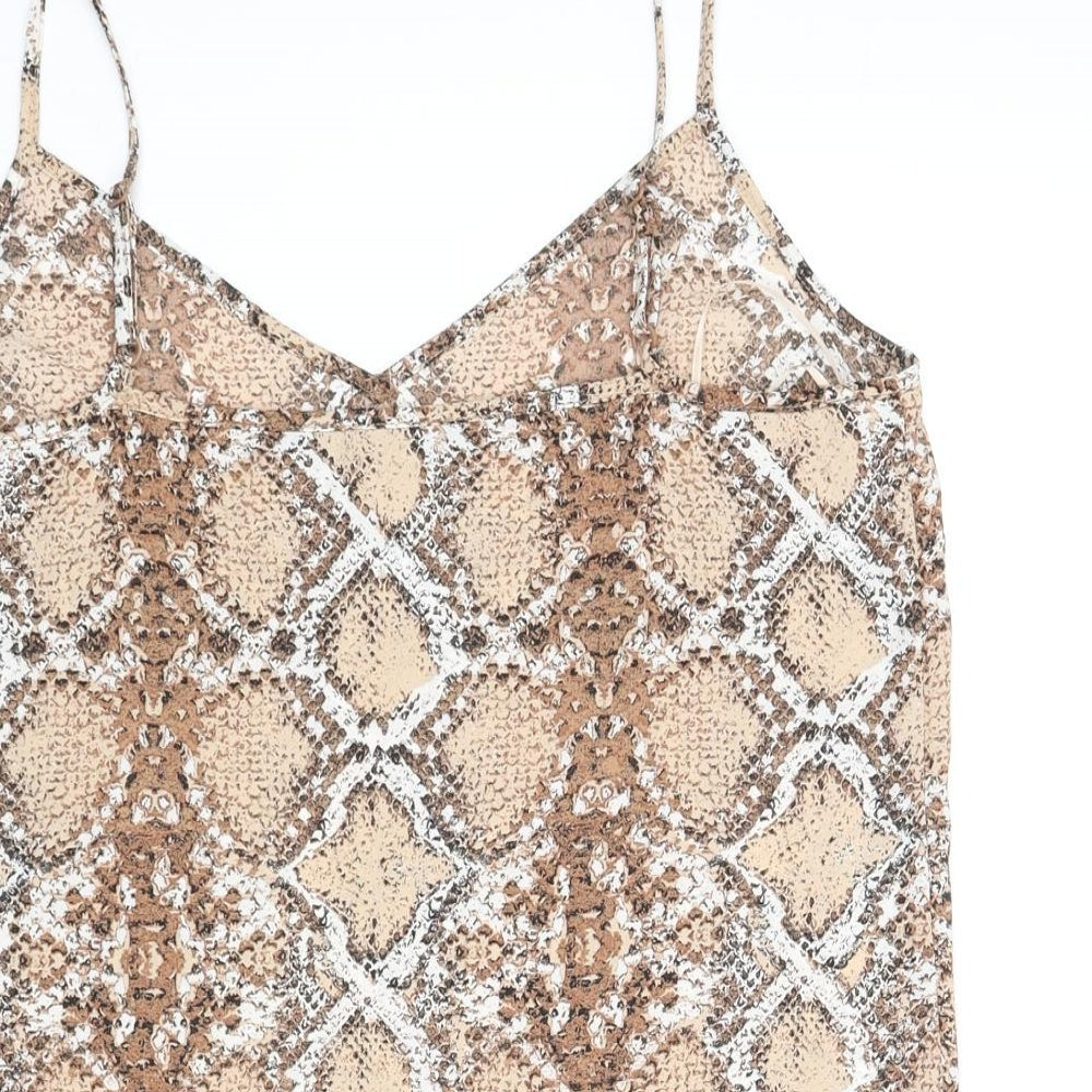 Marks & Spencer Womens Brown Animal Print Polyester Camisole Blouse Size 8 Sweetheart - Snake Print