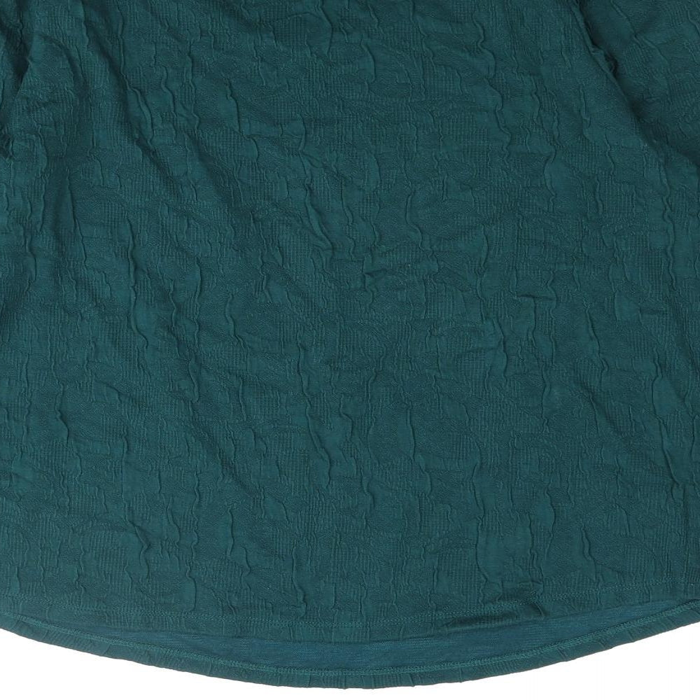 Lindex Womens Green Polyester Basic Blouse Size XL Scoop Neck - Crinkle Look