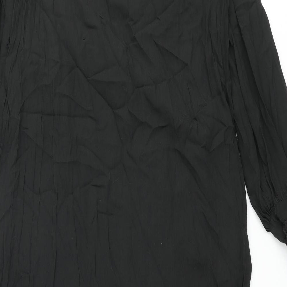 Per Una Womens Black Viscose Maxi Size 10 Mock Neck Button - Lace Trim