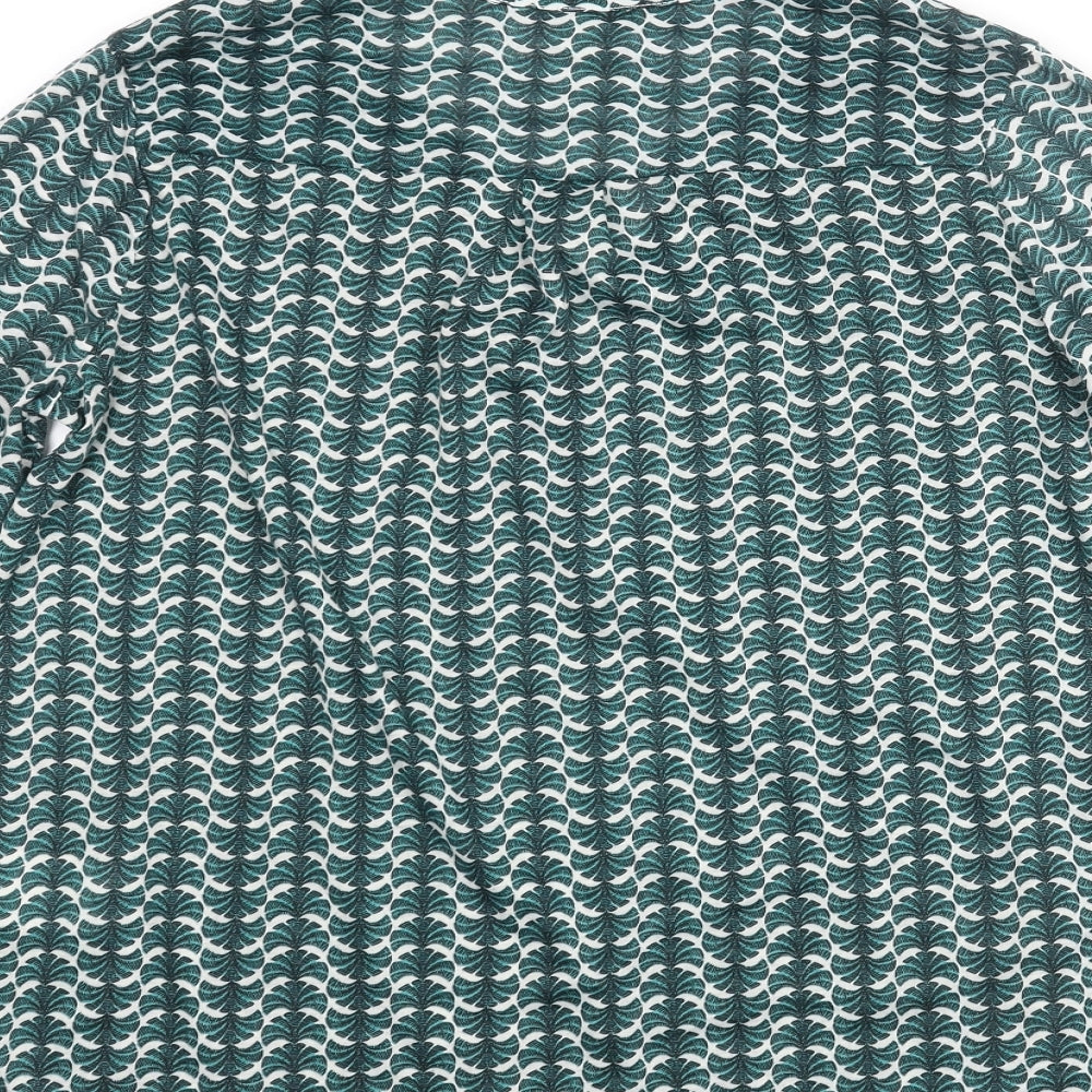 H&M Womens Green Geometric Polyester Basic Blouse Size S V-Neck