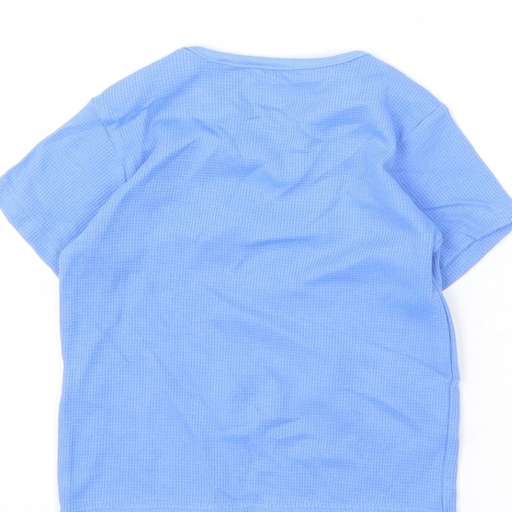 Marks and Spencer Baby Blue Cotton Basic T-Shirt Size 9-12 Months Round Neck Pullover