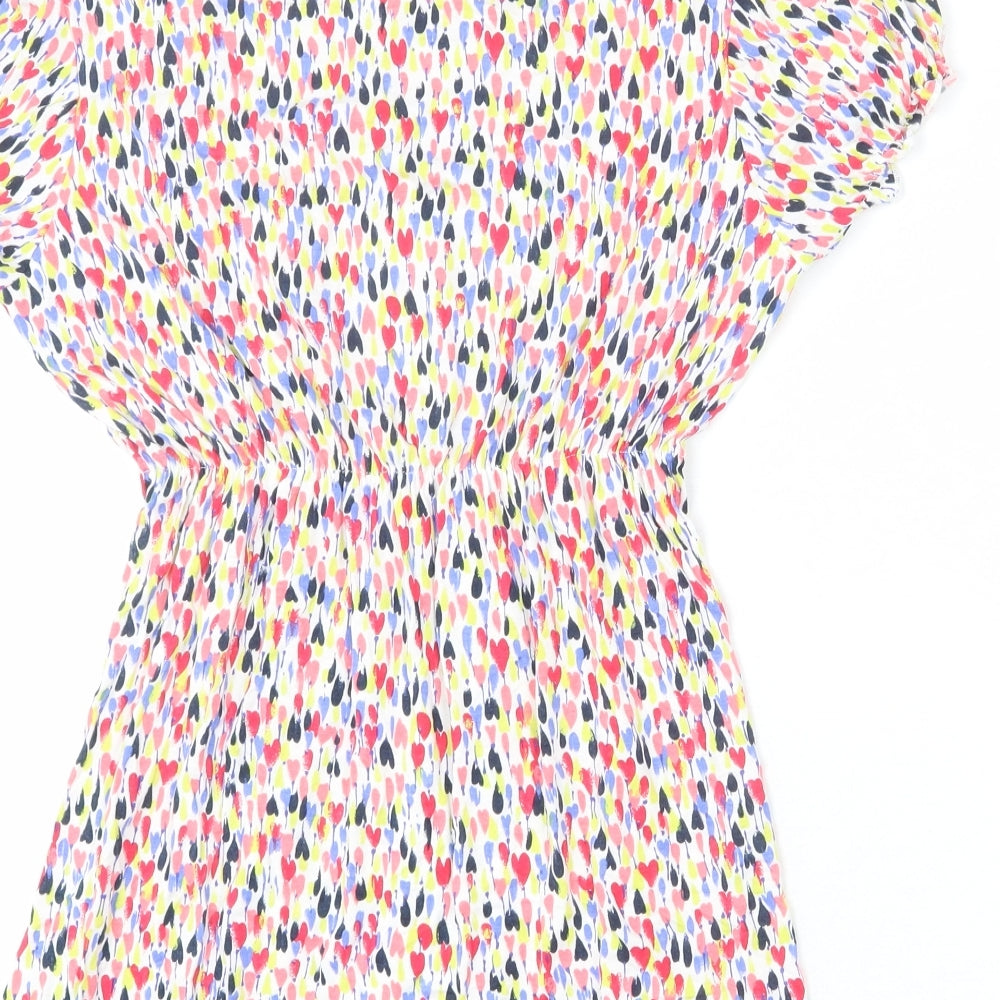 Per Una Womens Multicoloured Geometric Viscose Tunic T-Shirt Size 12 V-Neck - Elastic Waist