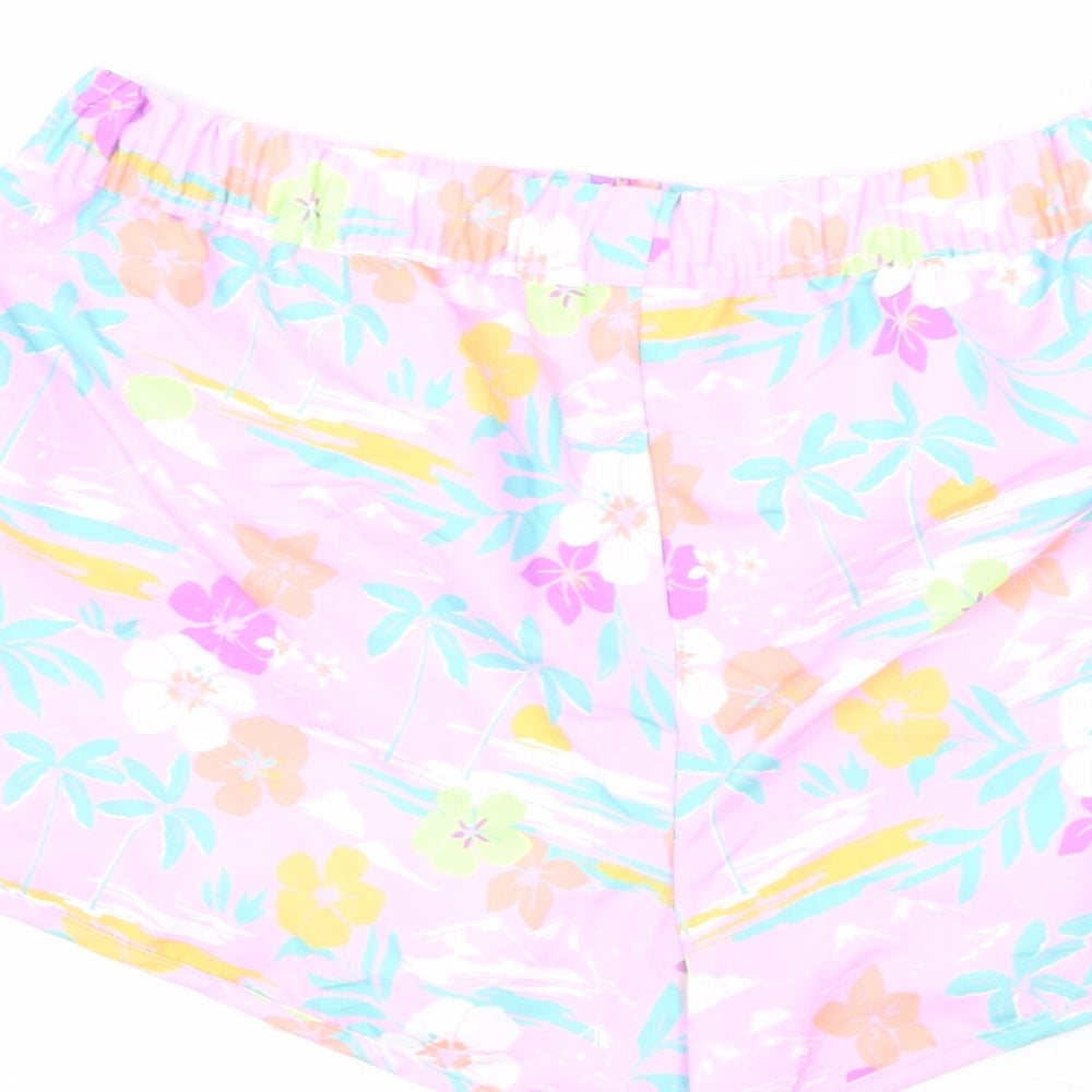 Marks & Spencer Boys Multicoloured Geometric Polyester Bermuda Shorts Size 13-14 Years Regular Drawstring - Swim Shorts