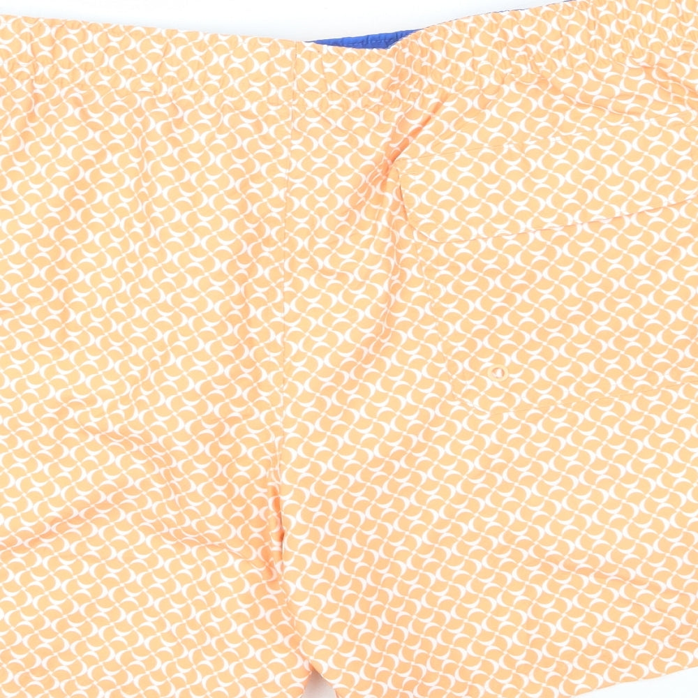 Marks & Spencer Mens Orange Geometric Polyester Bermuda Shorts Size 3XL L6 in Regular Drawstring