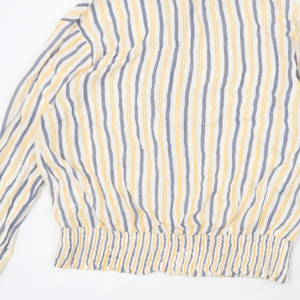Zudio Womens Multicoloured Striped Viscose Cropped Button-Up Size XS Collared