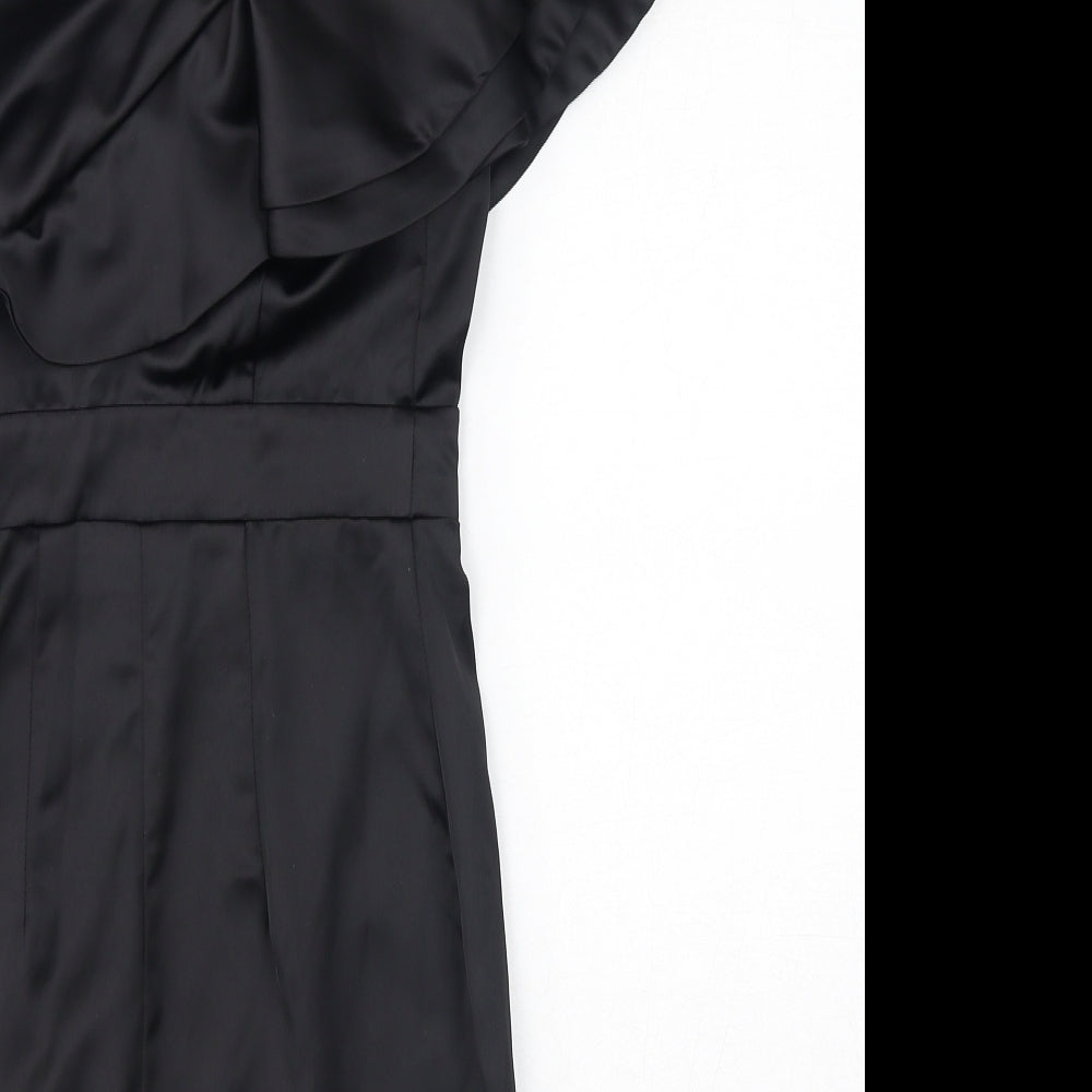 Lipsy Womens Black Polyester Bodycon Size 6 One Shoulder Zip - Ruffles