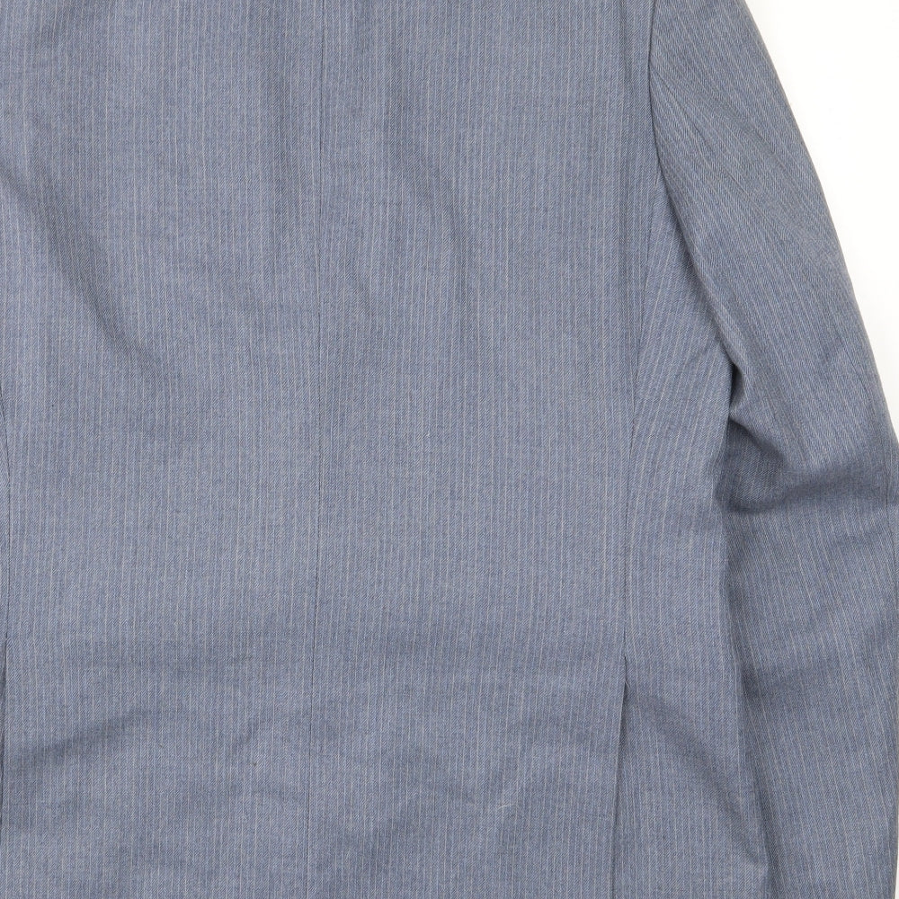 St Michael Mens Blue Striped Wool Jacket Suit Jacket Size 44 Regular - Inside pockets