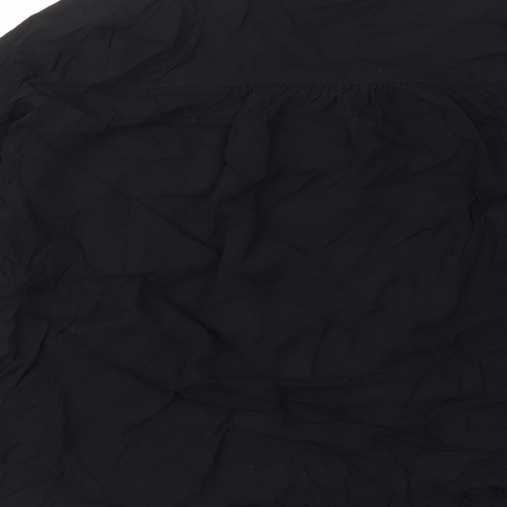 Marks & Spencer Womens Black Viscose Basic T-Shirt Size 12 V-Neck