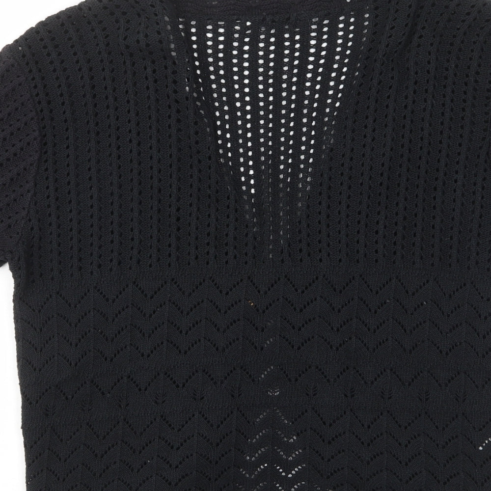Whisper Womens Black V-Neck Acrylic Cardigan Jumper Size M - Tie Closure