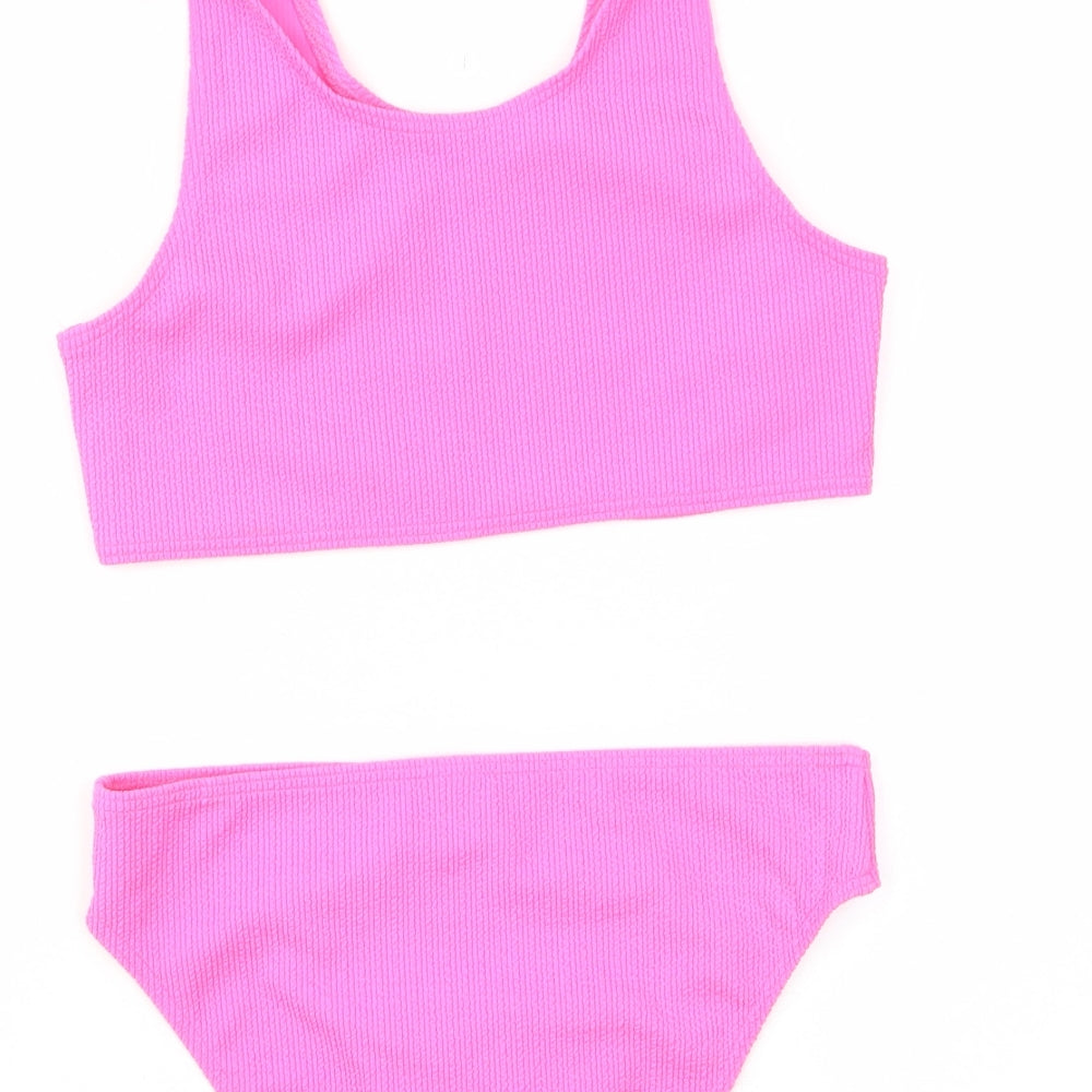 Marks and Spencer Girls Pink Polyester Bodysuit Outfit/Set Size 13-14 Years Pullover - Bikini